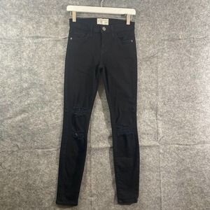 Current/Elliot Jeans 25 Black Denim Mid Rise Skinny Distressed